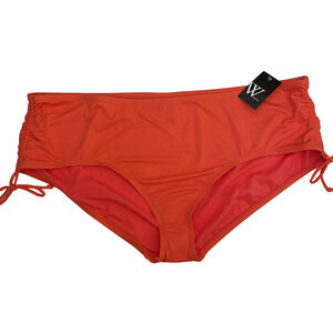 W Swim Bikini Bottoms Women's Size 3X Coral Pink Side Ruched with Tie Beach New